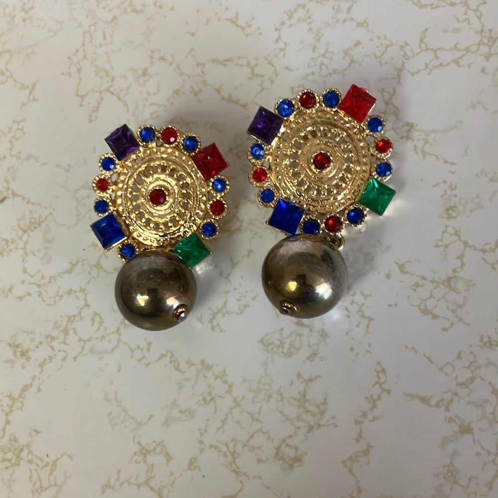 Elegant Gold and Multicolor Earrings